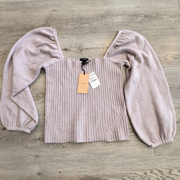 Halogen Sweaters - NWT Halogen Puff Sleeve Square Neck Sweater in Purple Heaven Small‎ Off Shoulder